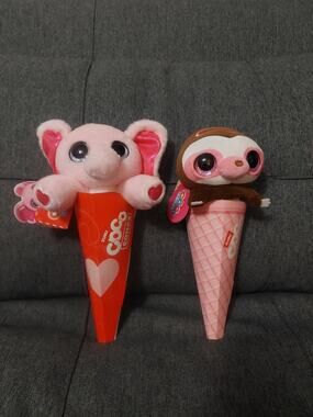 ZURU Coco Cones Sweets Lola & Summer Stuffed Animals Monkey And Elephant New